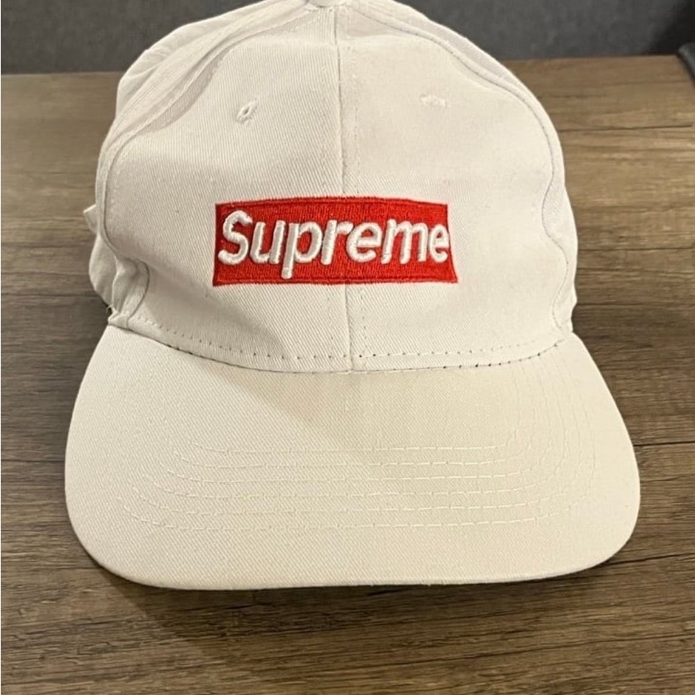 Supreme White Cap with Red Box Logo
